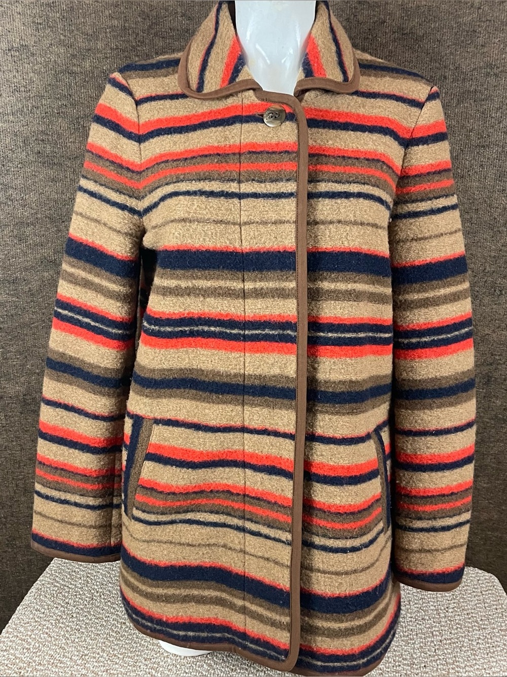 J. Jill Barn Chore Coat Small Wool Pockets Southwest Navajo Aztec Western R4